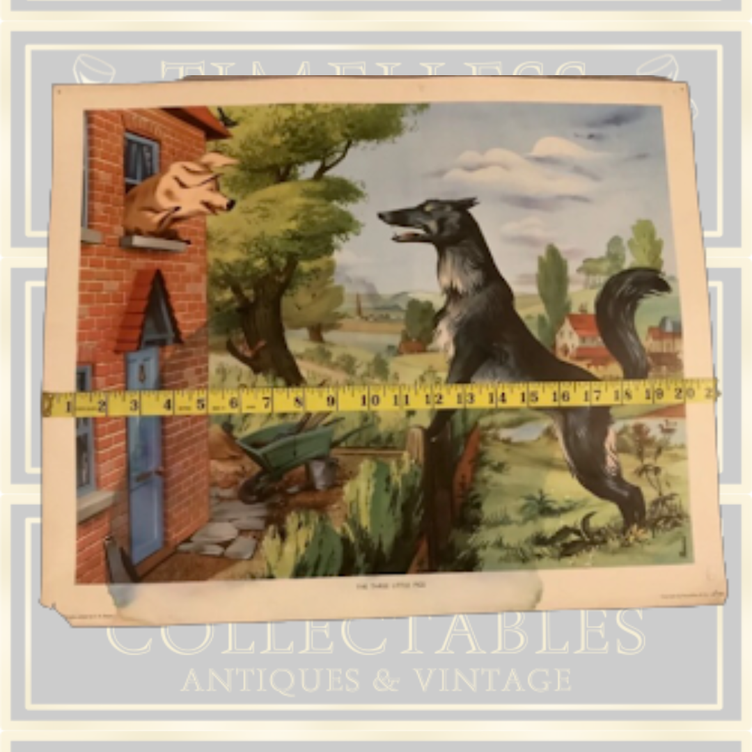 Vintage 1960s Three Little Pigs Classroom Poster