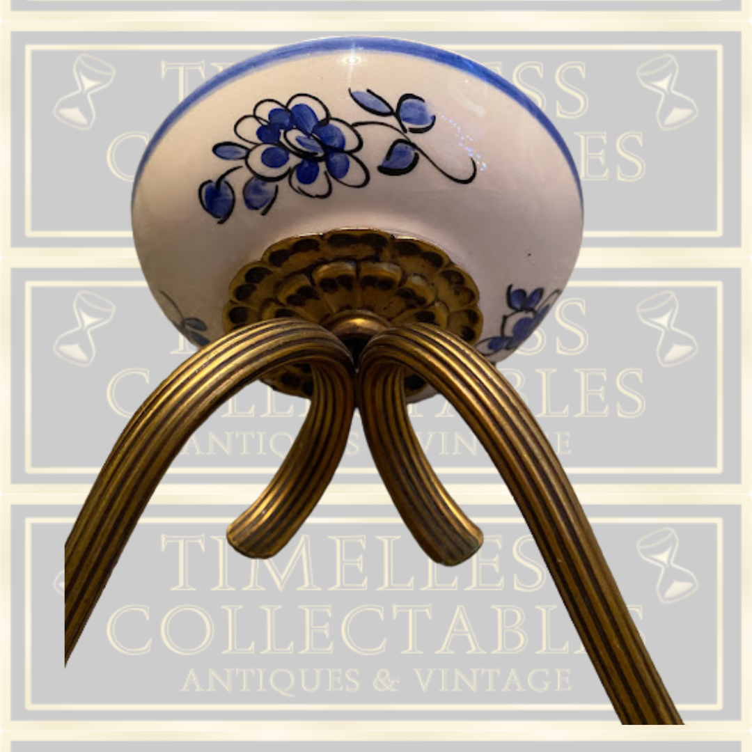 Vintage french Brass & Porcelain Double sconce Wall Lights