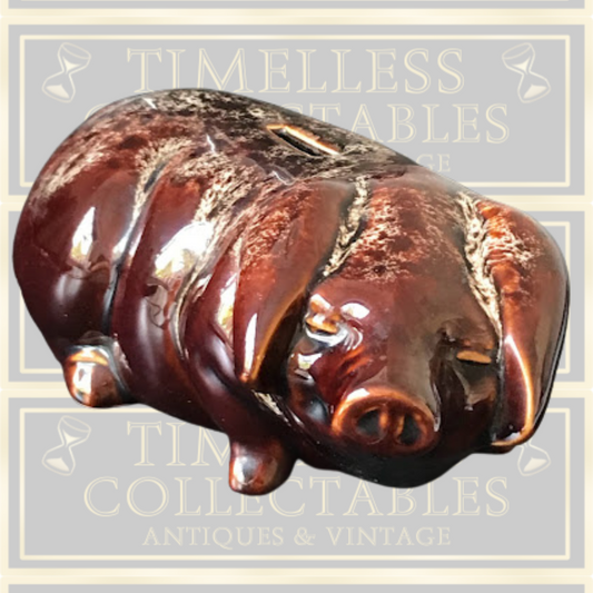 Large Vintage Kernewek Pottery Cornwall Piggy Bank