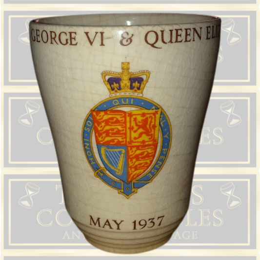 King George VI Queen Elizabeth May 1937 Cup Royal Crest Crown Ceramic Mug