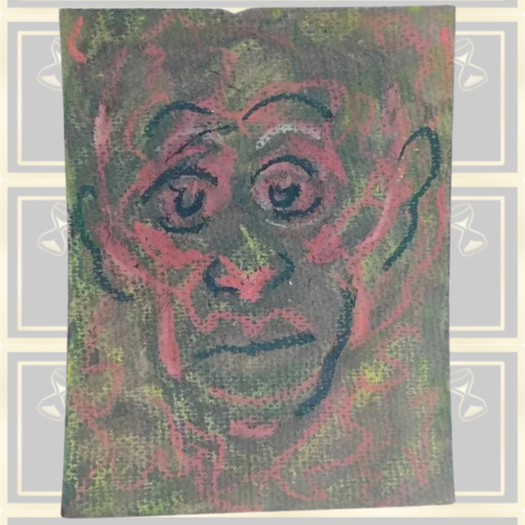 Vintage Set Of 3 Small Gouache Paintings Funny Faces Clown Monkey Circus by Fk Owen