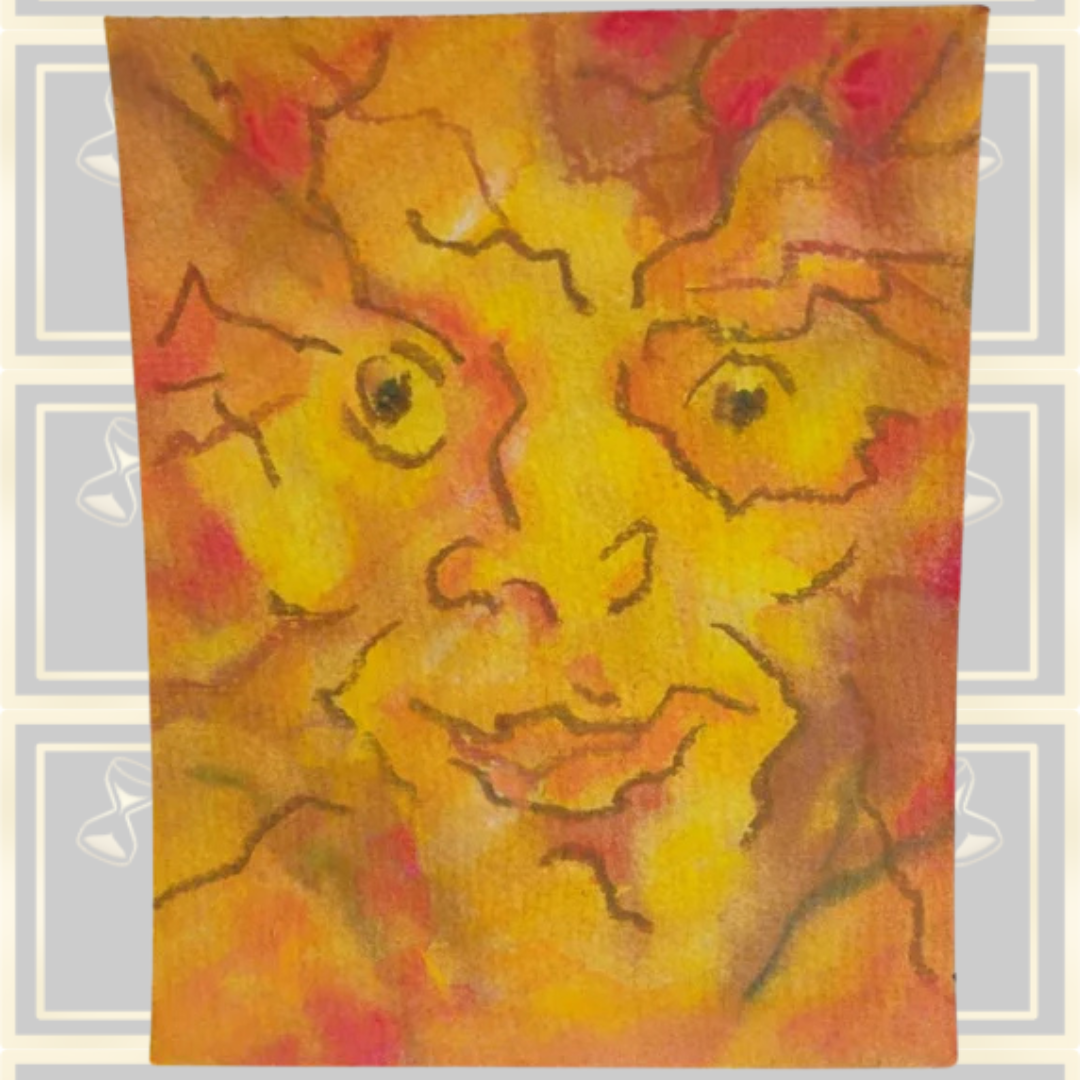 Vintage Three Bright Yellow Small Gouache Paintings