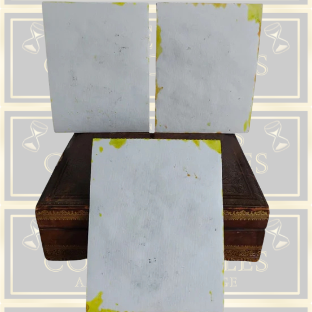 Vintage Three Bright Yellow Small Gouache Paintings