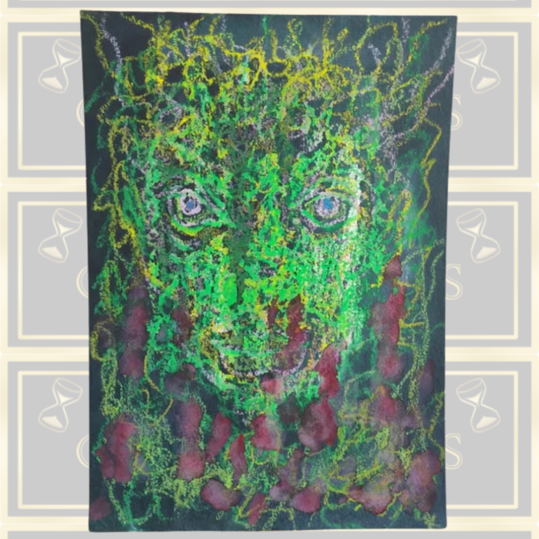 Vintage Bold Bright Gothic Green Man