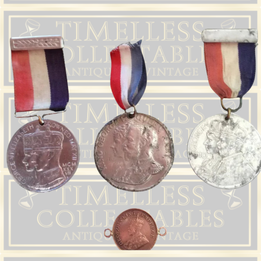 British Royal Vintage Coronation & Jubilee Medals With Ribbons Geo V