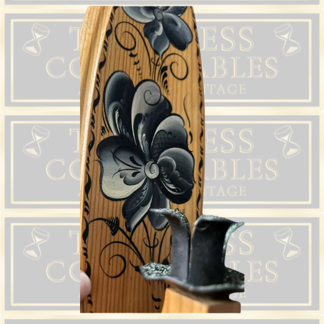 Vintage Norwegian Rosemaling Wood Wall Sconce Candle Holder