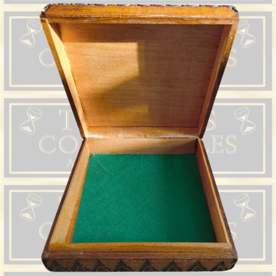 Vintage French Hand Painted Hand Carved Wooden Box