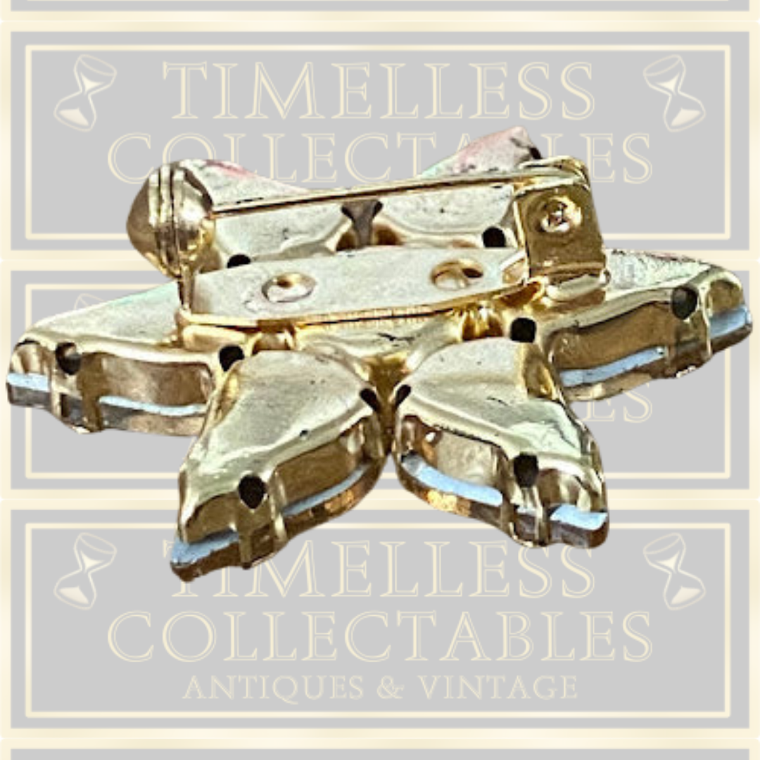 Vintage Starburst Clear Rhinestone Brooch,