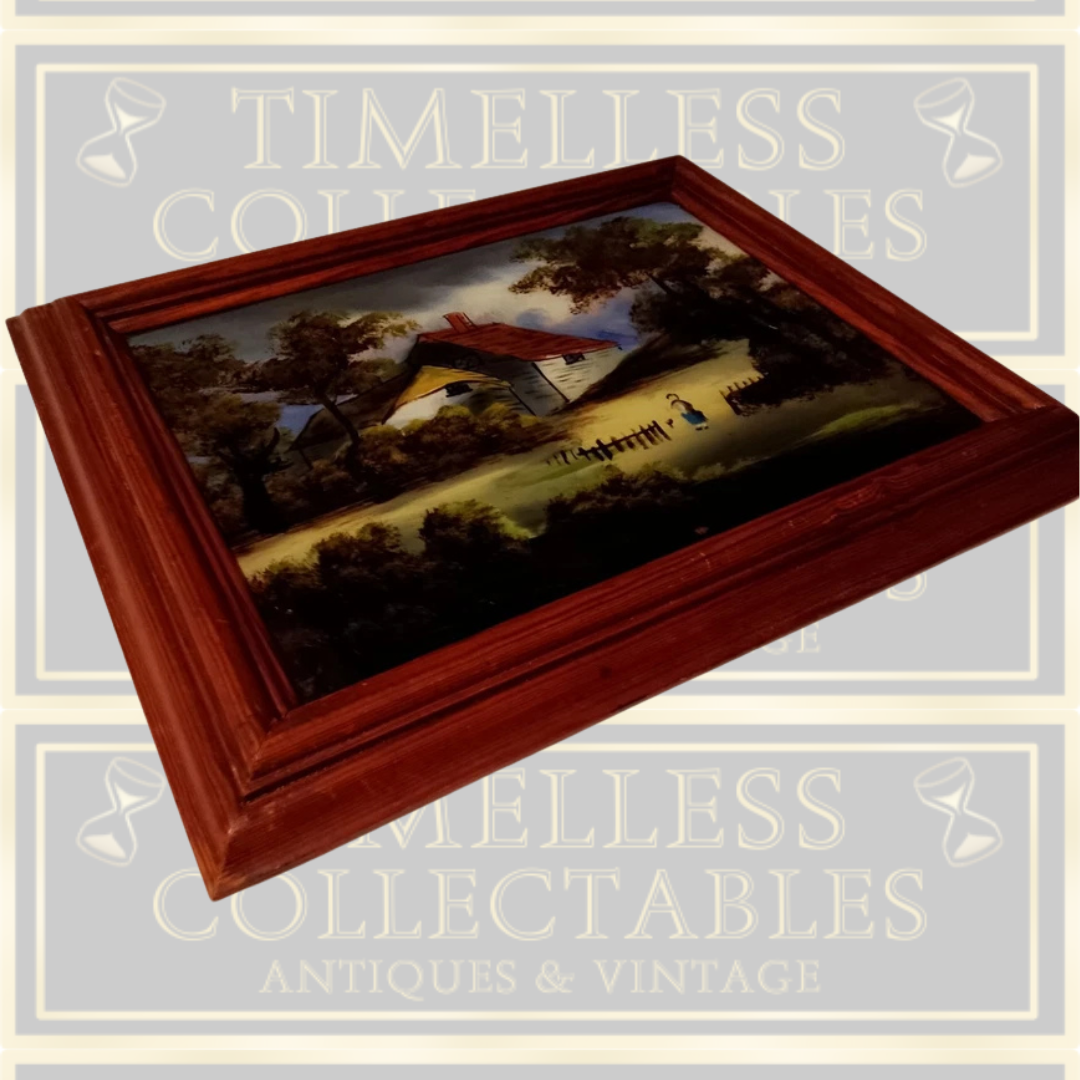 Antique Reverse Painting On Glass