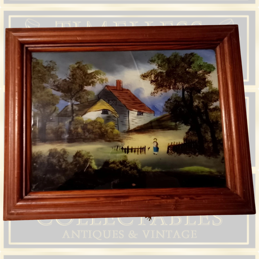 Antique Reverse Painting On Glass
