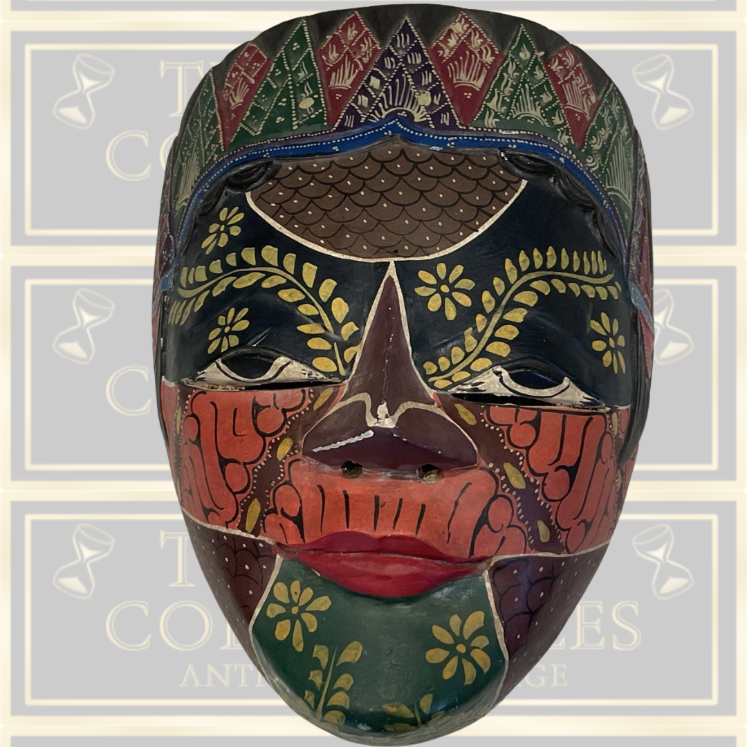 Vintage Hand Painted Wooden Batik Tribal Mask