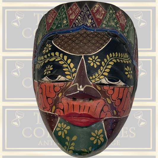 Vintage Hand Painted Wooden Batik Tribal Mask