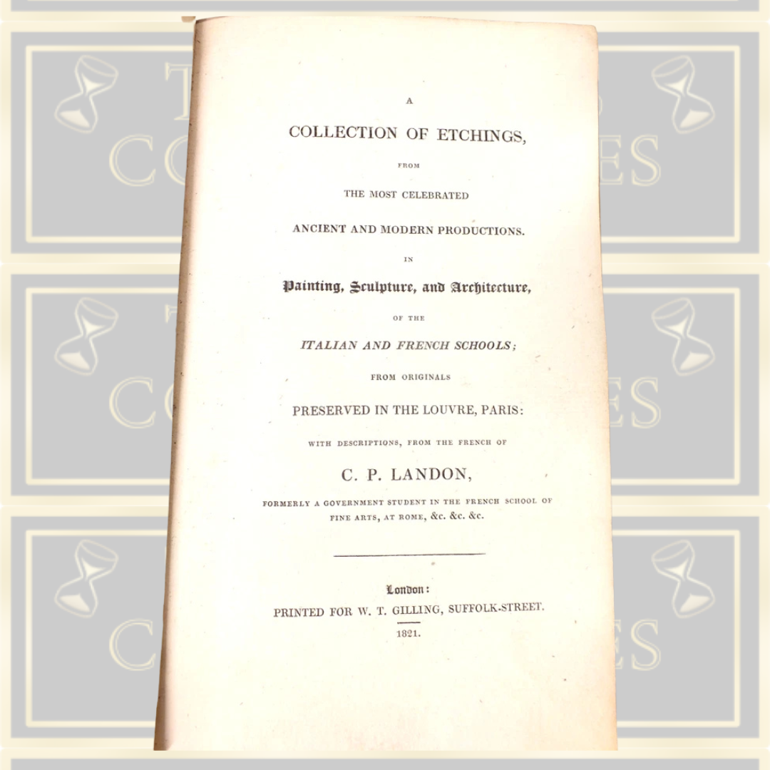 Antique 1821 Collection of Etchings French Museum Book