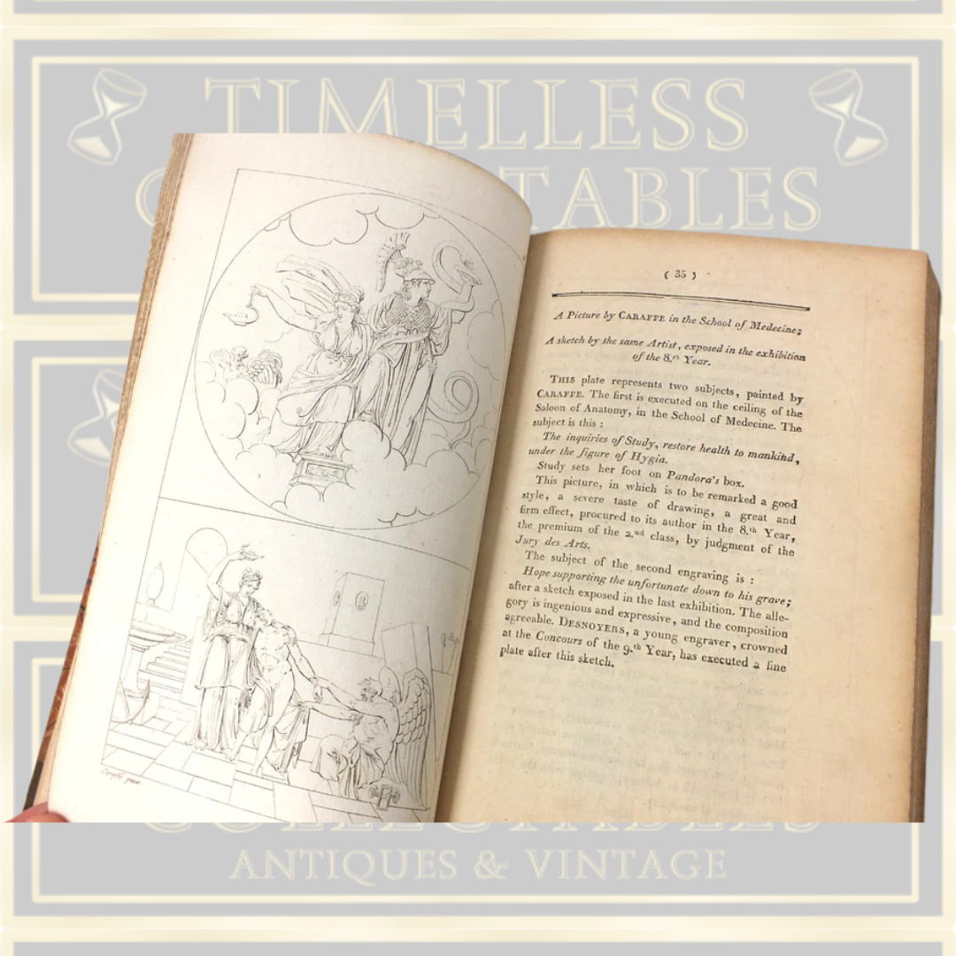 Antique 1821 Collection of Etchings French Museum Book