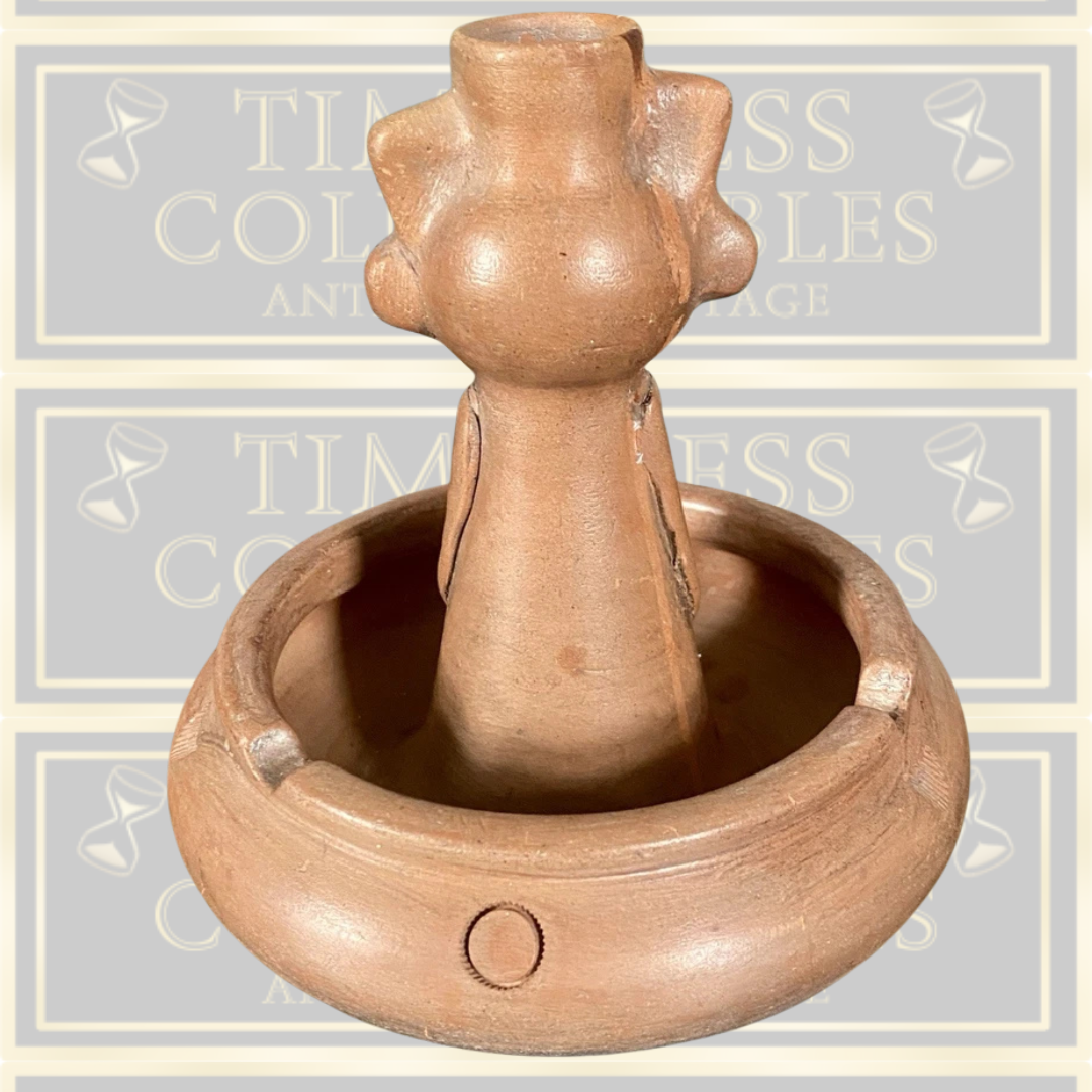 Vintage Mexican Terracotta Folk Art Figural Candle Holder Ashtray