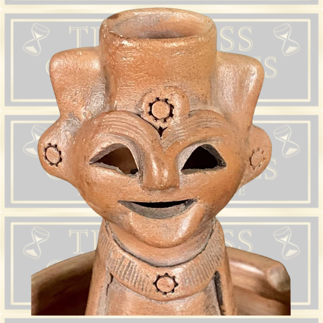 Vintage Mexican Terracotta Folk Art Figural Candle Holder Ashtray