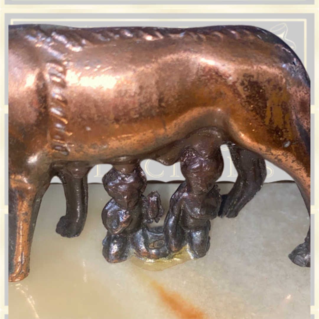 Vintage Bronze Roman Romulus Remus Figurine