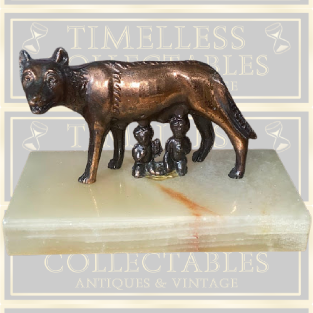 Vintage Bronze Roman Romulus Remus Figurine