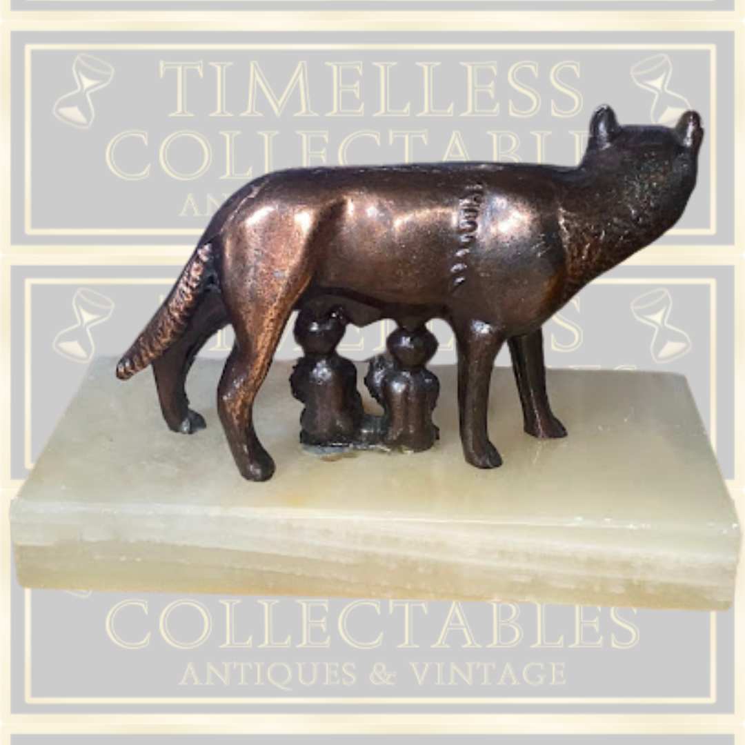Vintage Bronze Roman Romulus Remus Figurine