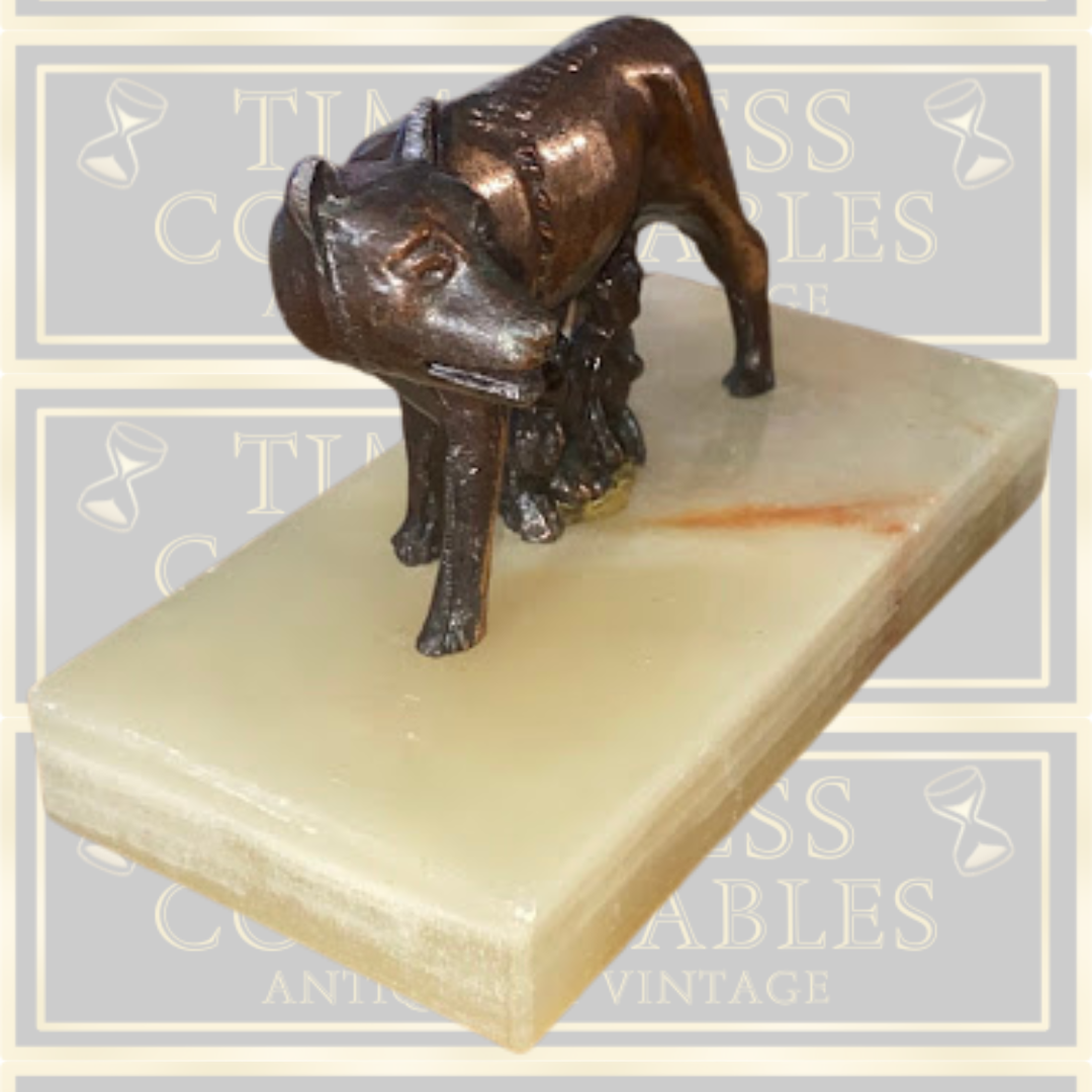 Vintage Bronze Roman Romulus Remus Figurine