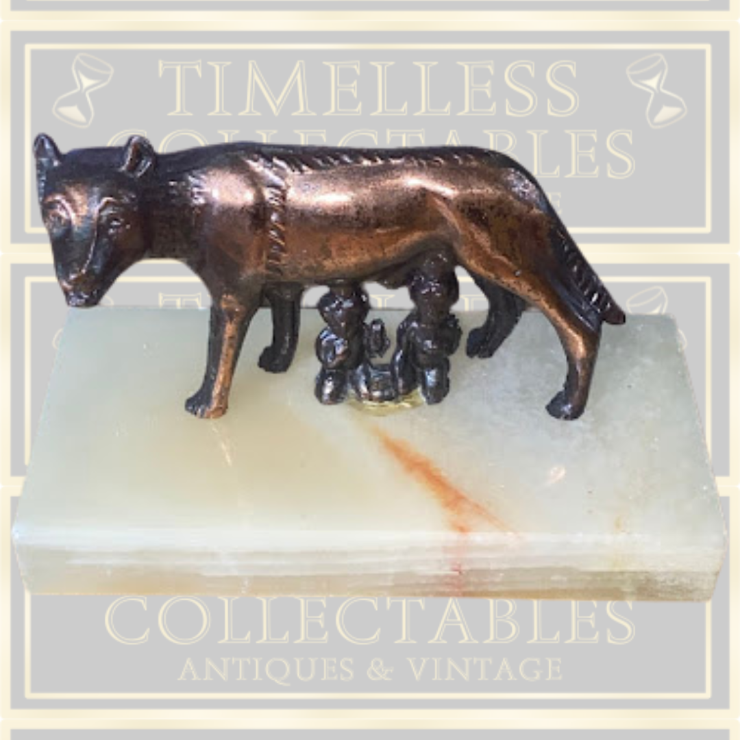 Vintage Bronze Roman Romulus Remus Figurine