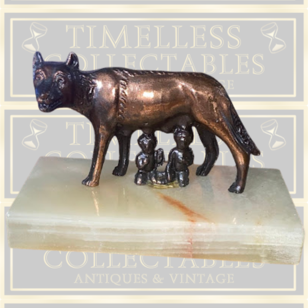 Vintage Bronze Roman Romulus Remus Figurine