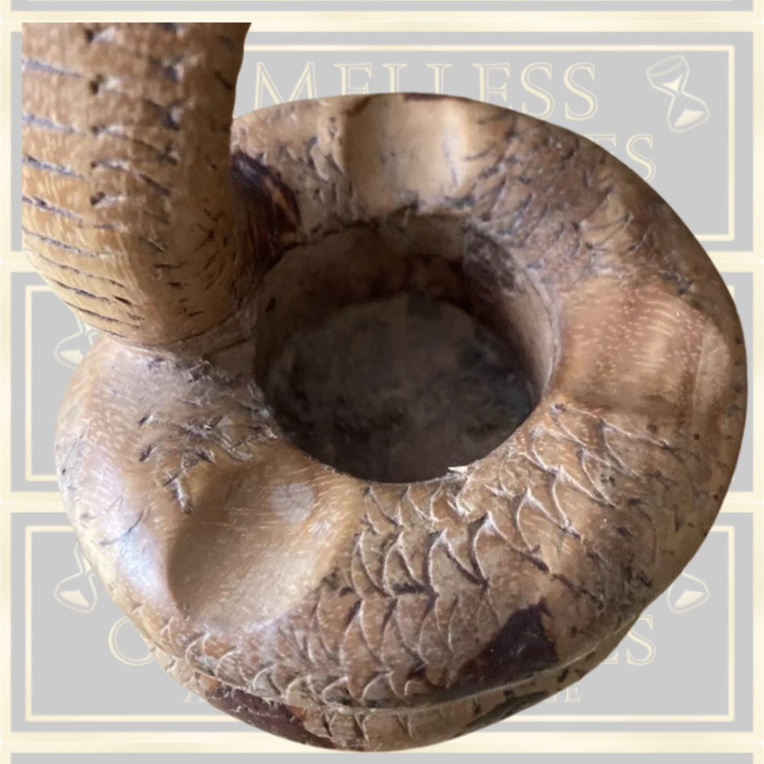 Vintage Pair Wooden Hand Carved Cobra Ashtray/Candle Holders