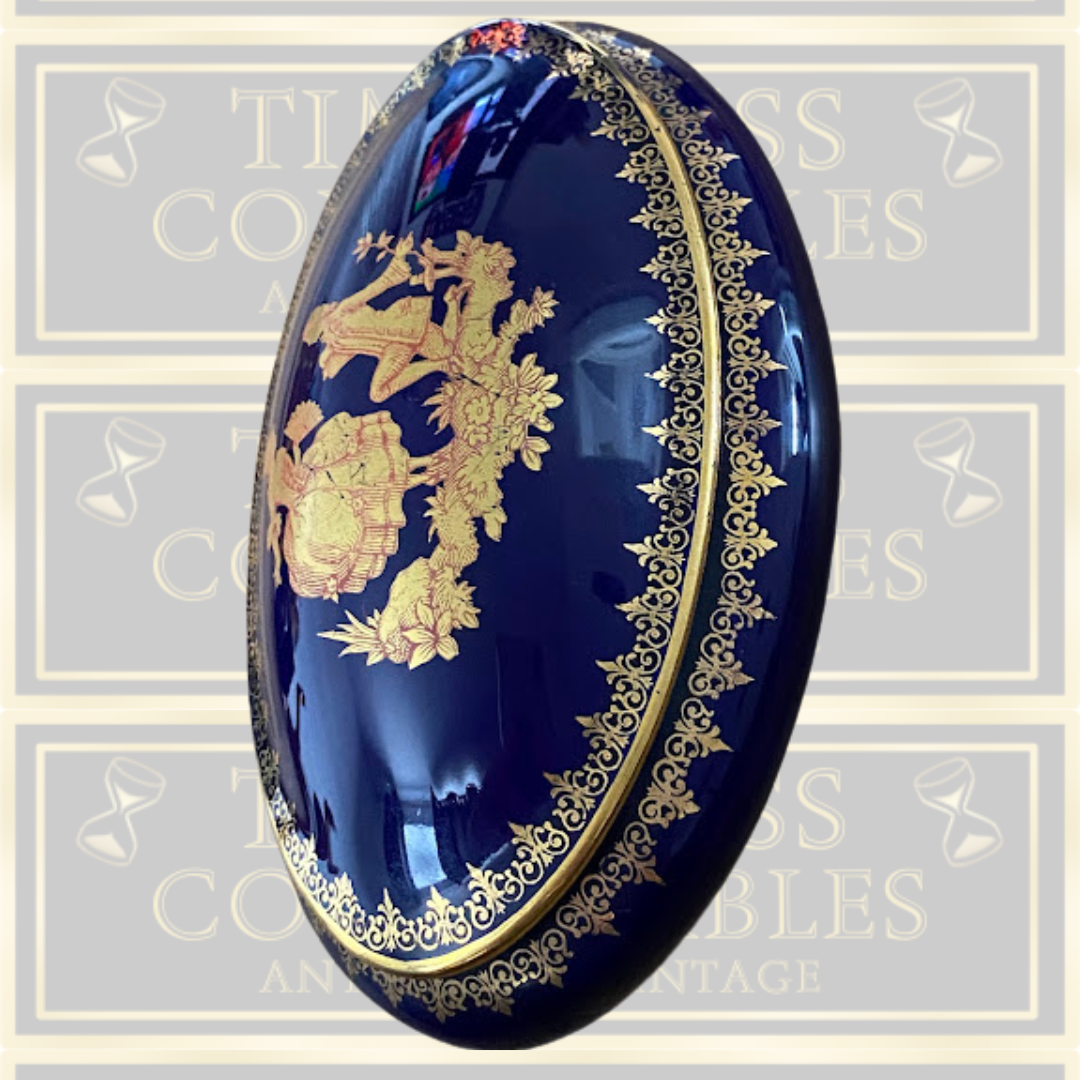 Vintage Meissner Limoges Gold & Cobalt Trinket Box