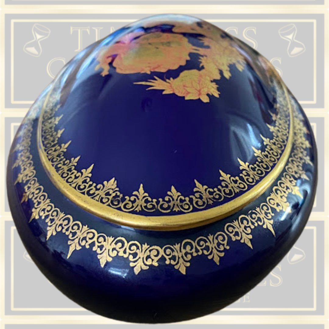 Vintage Meissner Limoges Gold & Cobalt Trinket Box