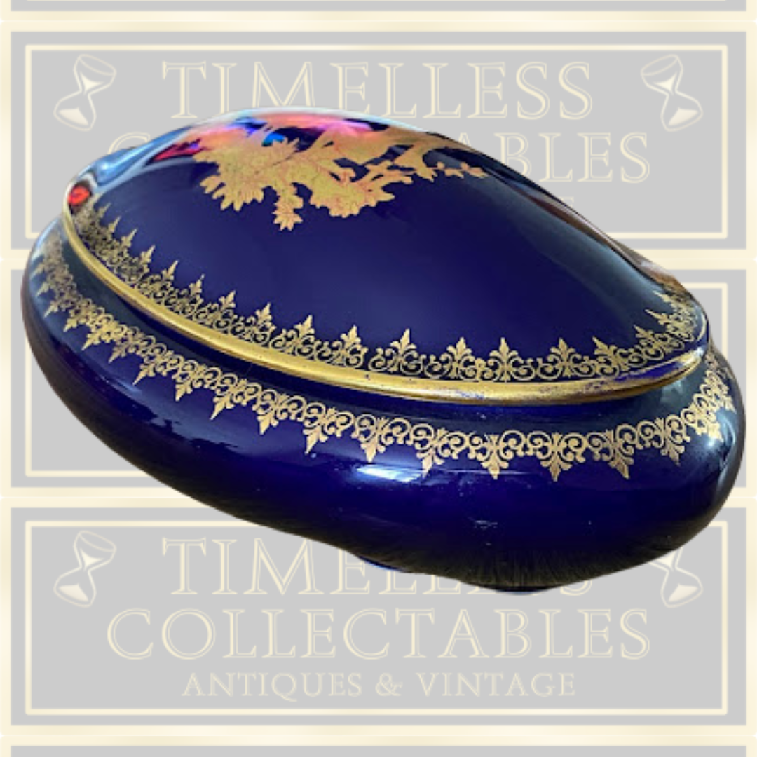 Vintage Meissner Limoges Gold & Cobalt Trinket Box