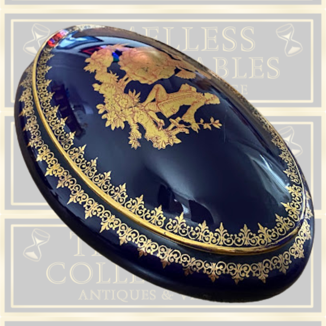 Vintage Meissner Limoges Gold & Cobalt Trinket Box