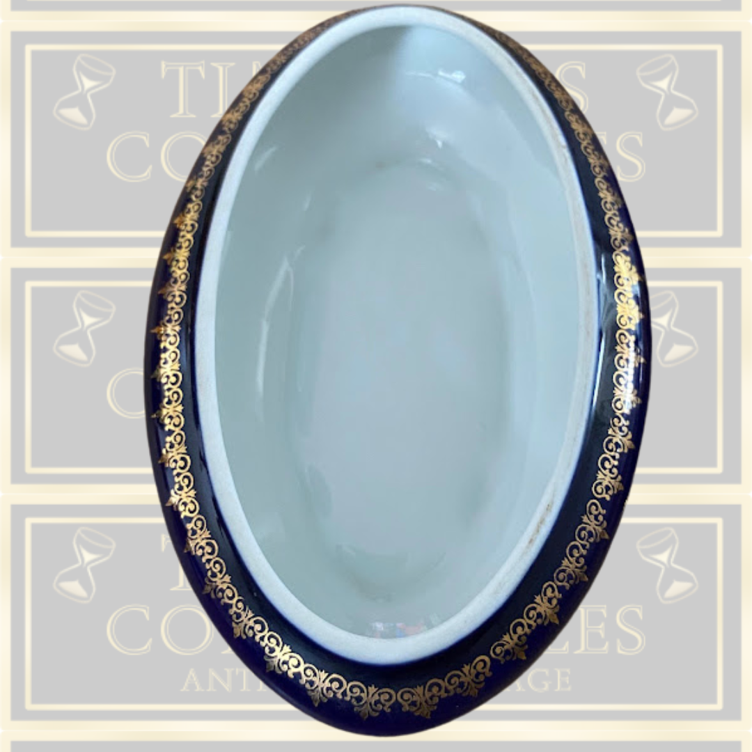Vintage Meissner Limoges Gold & Cobalt Trinket Box