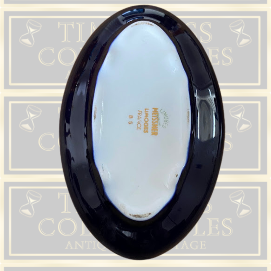 Vintage Meissner Limoges Gold & Cobalt Trinket Box