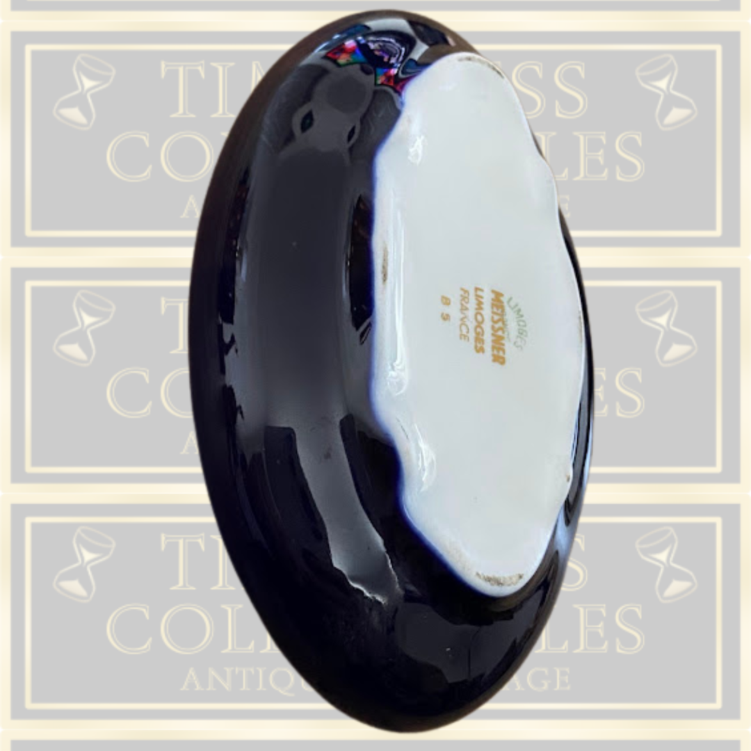 Vintage Meissner Limoges Gold & Cobalt Trinket Box