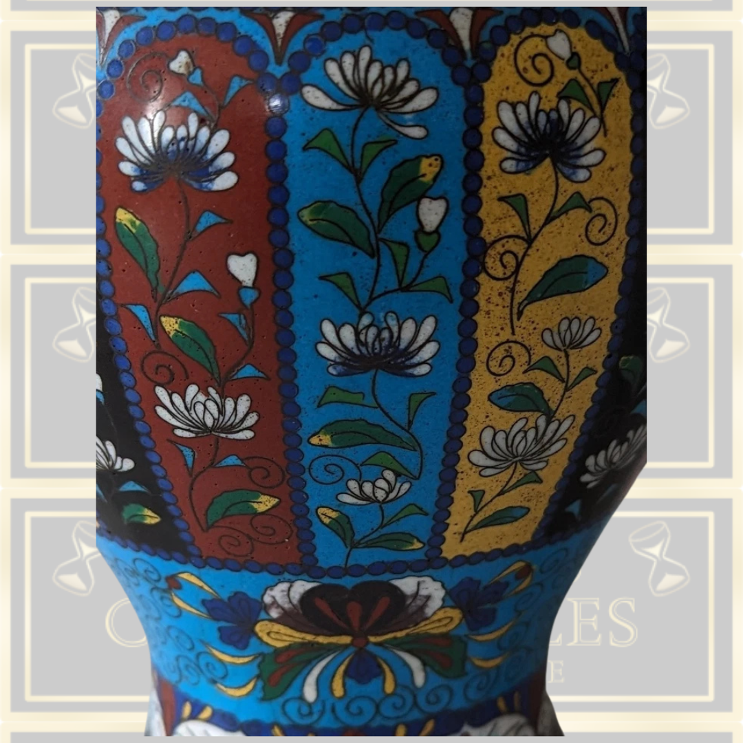 Antique Oriental Cloisonne Enamel Vase