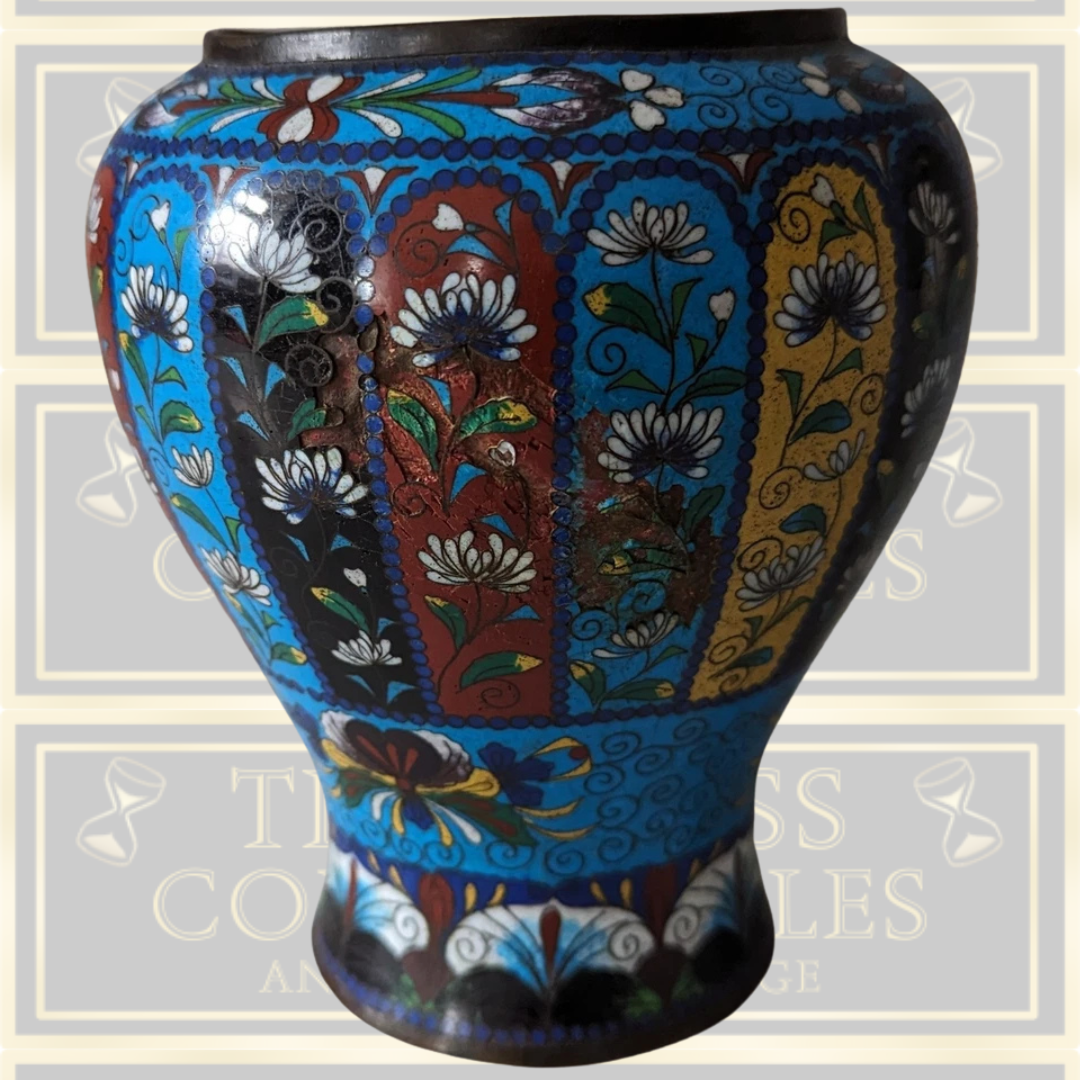 Antique Oriental Cloisonne Enamel Vase