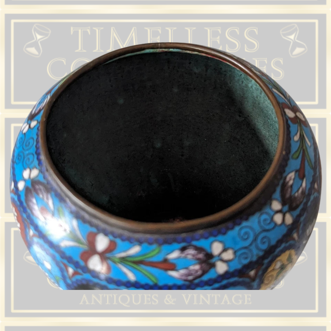 Antique Oriental Cloisonne Enamel Vase