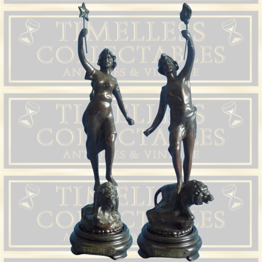 Antique French Bronze Spelter Figurines