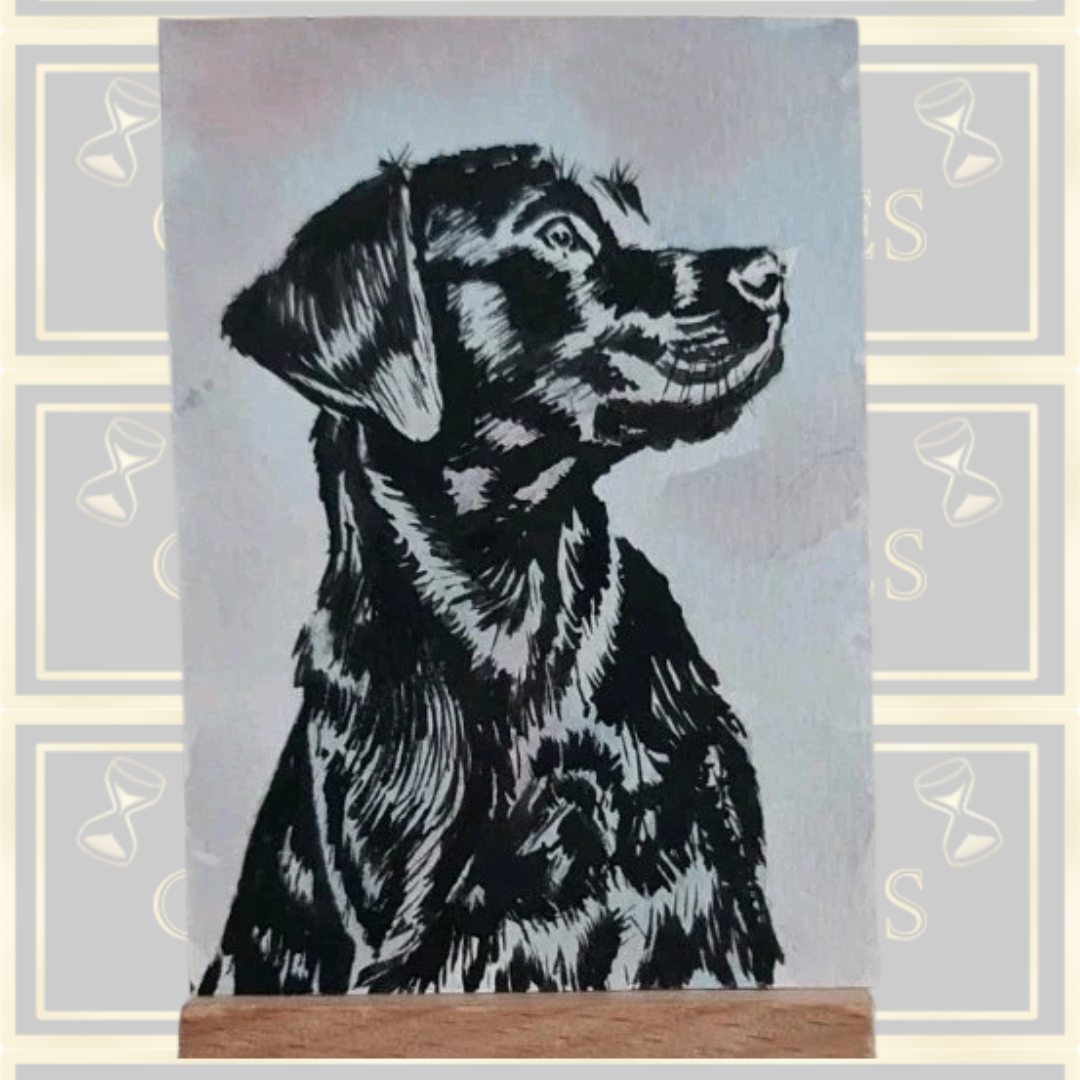Original Miniature Black Labrador Watercolour Painting