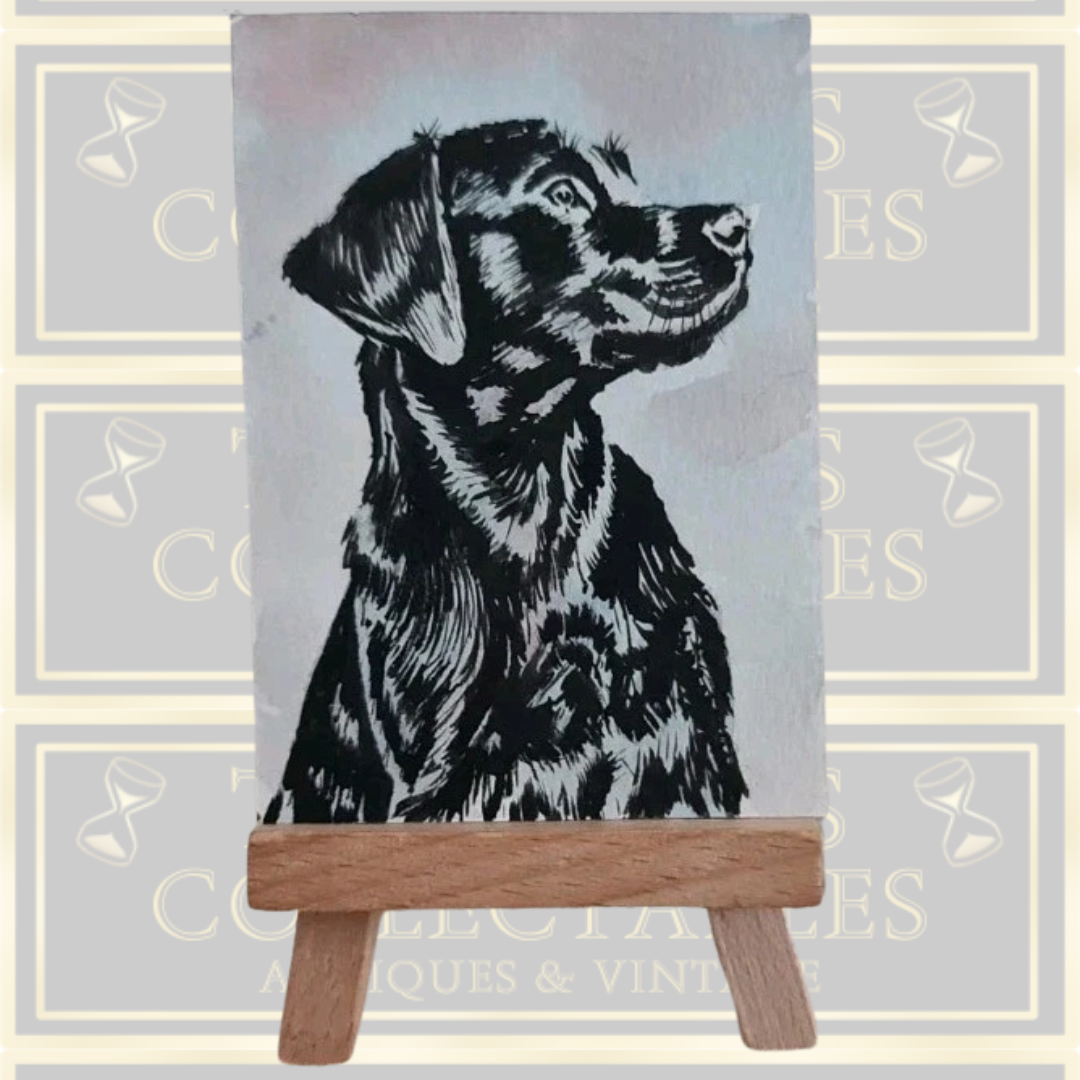 Original Miniature Black Labrador Watercolour Painting