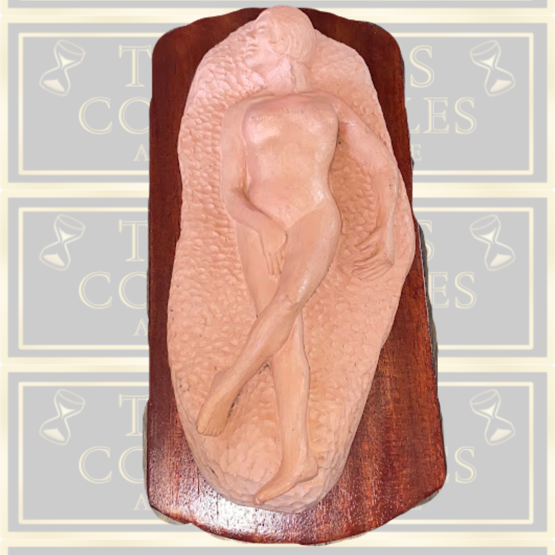 Vintage Terracotta Naked Lady On Wooden Plinth