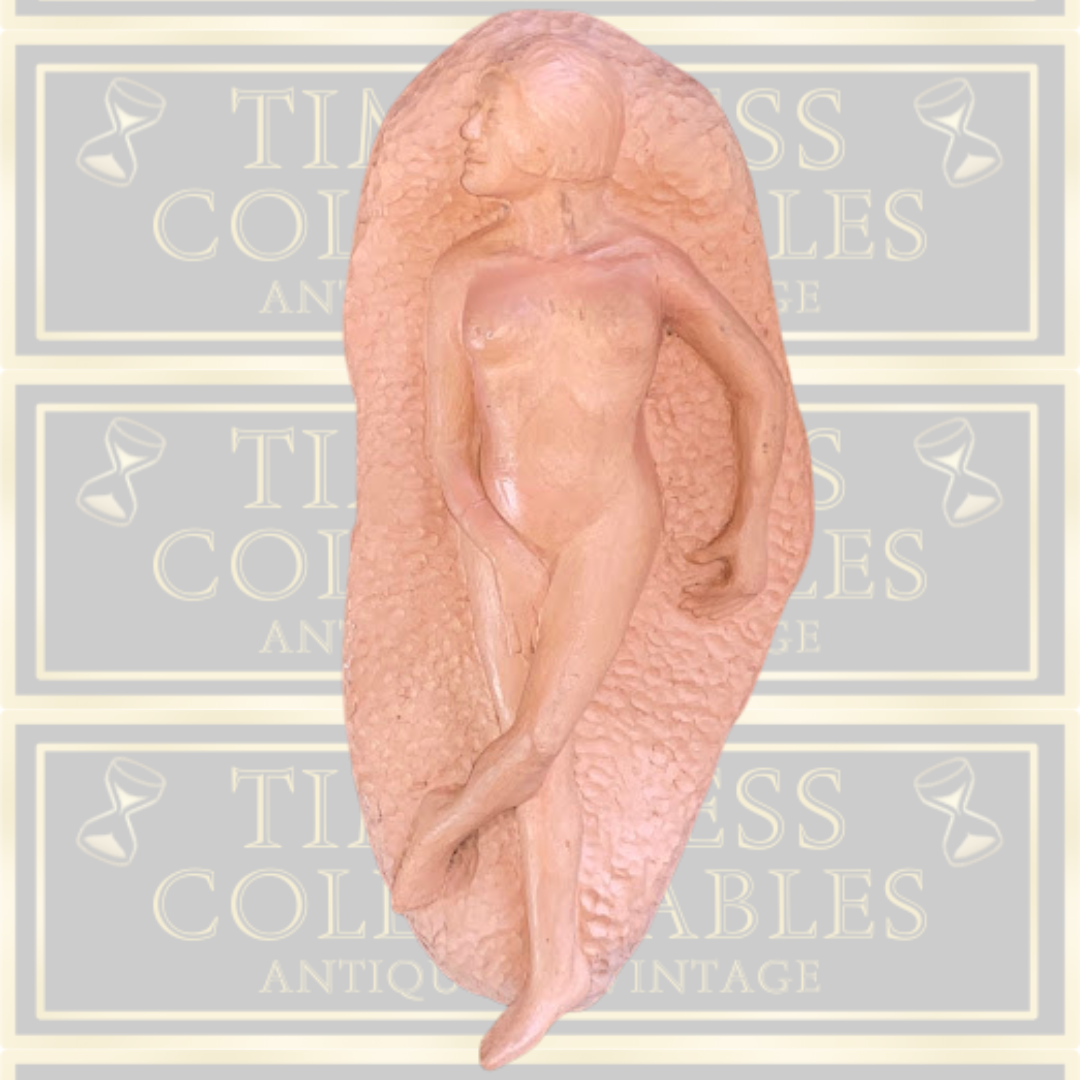 Vintage Terracotta Naked Lady On Wooden Plinth