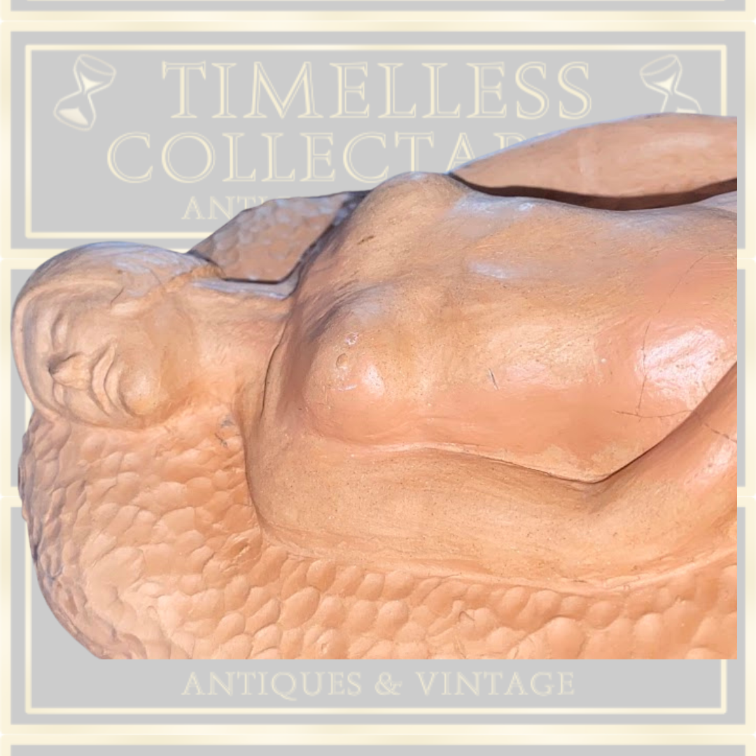 Vintage Terracotta Naked Lady On Wooden Plinth