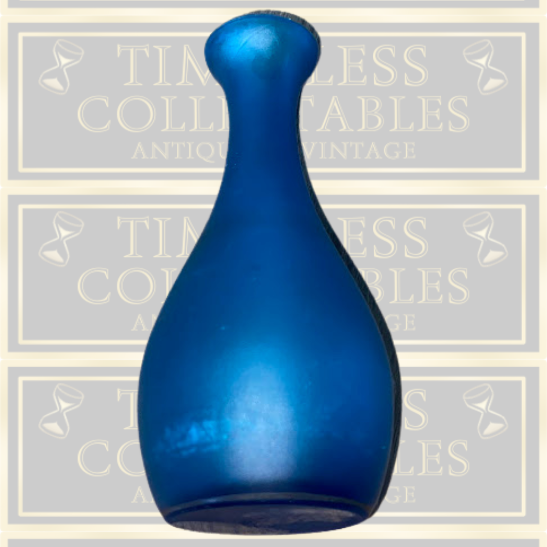 Vintage Small Art Nouveau Bohemian Blue Glass Vase