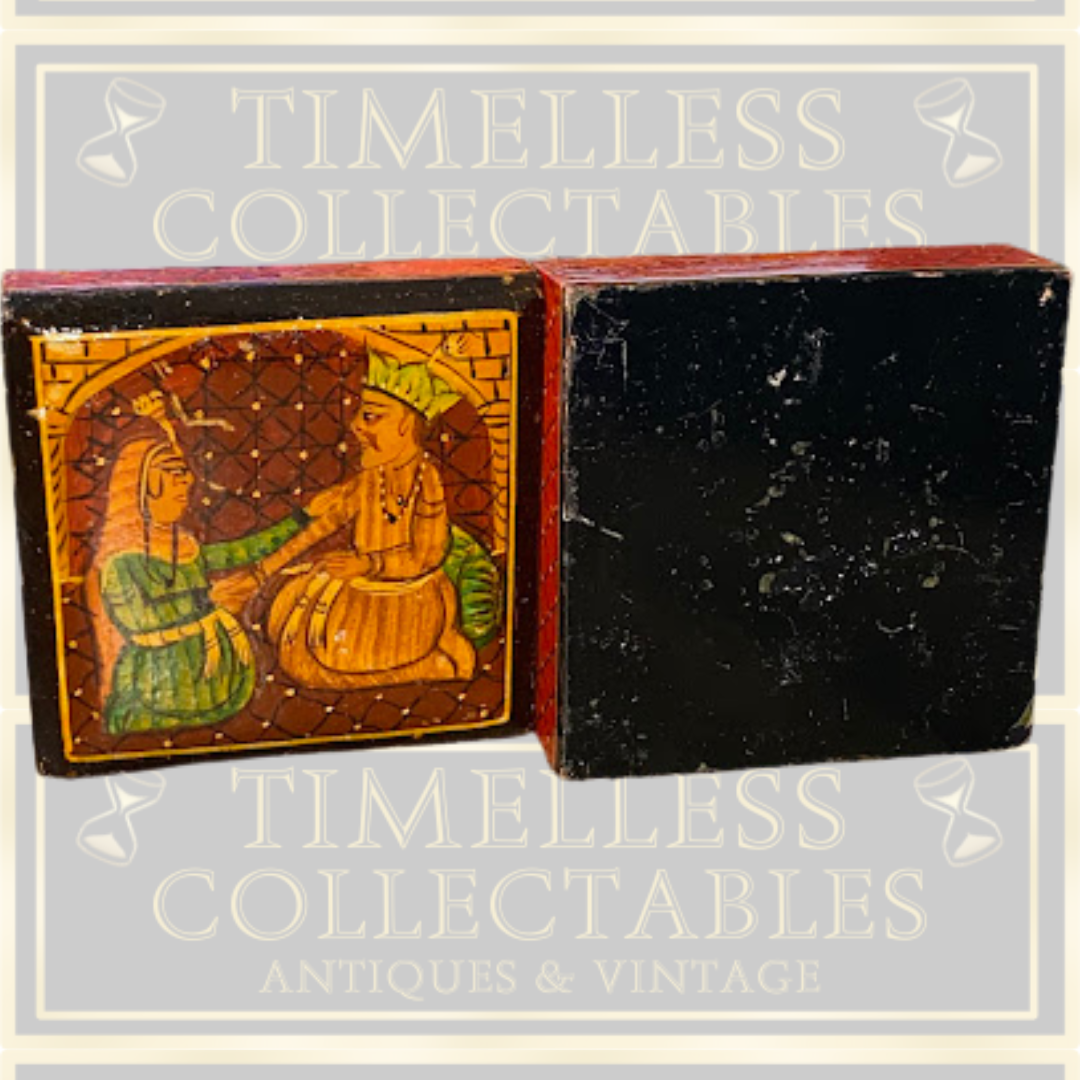 Vintage Indian Hand-Painted Paper Mache Box