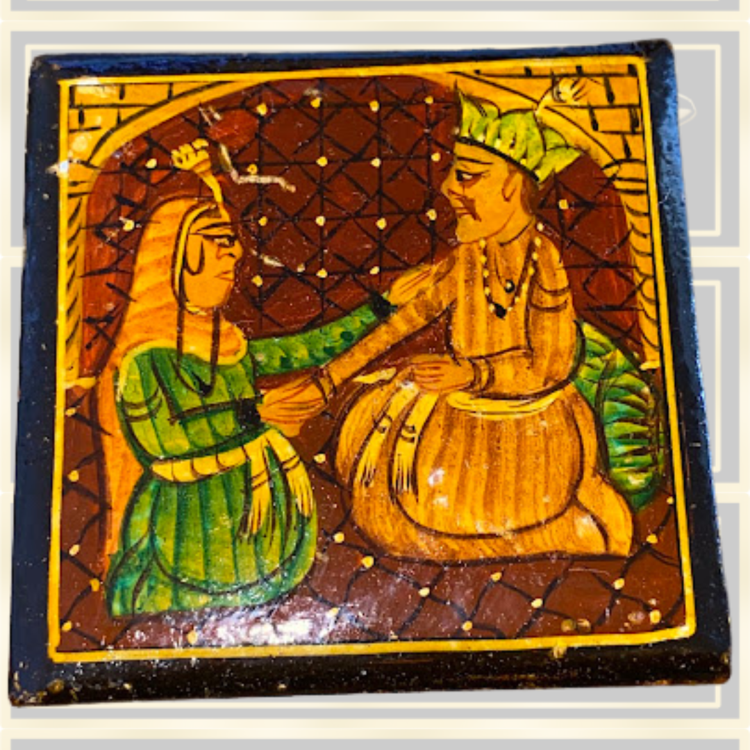 Vintage Indian Hand-Painted Paper Mache Box
