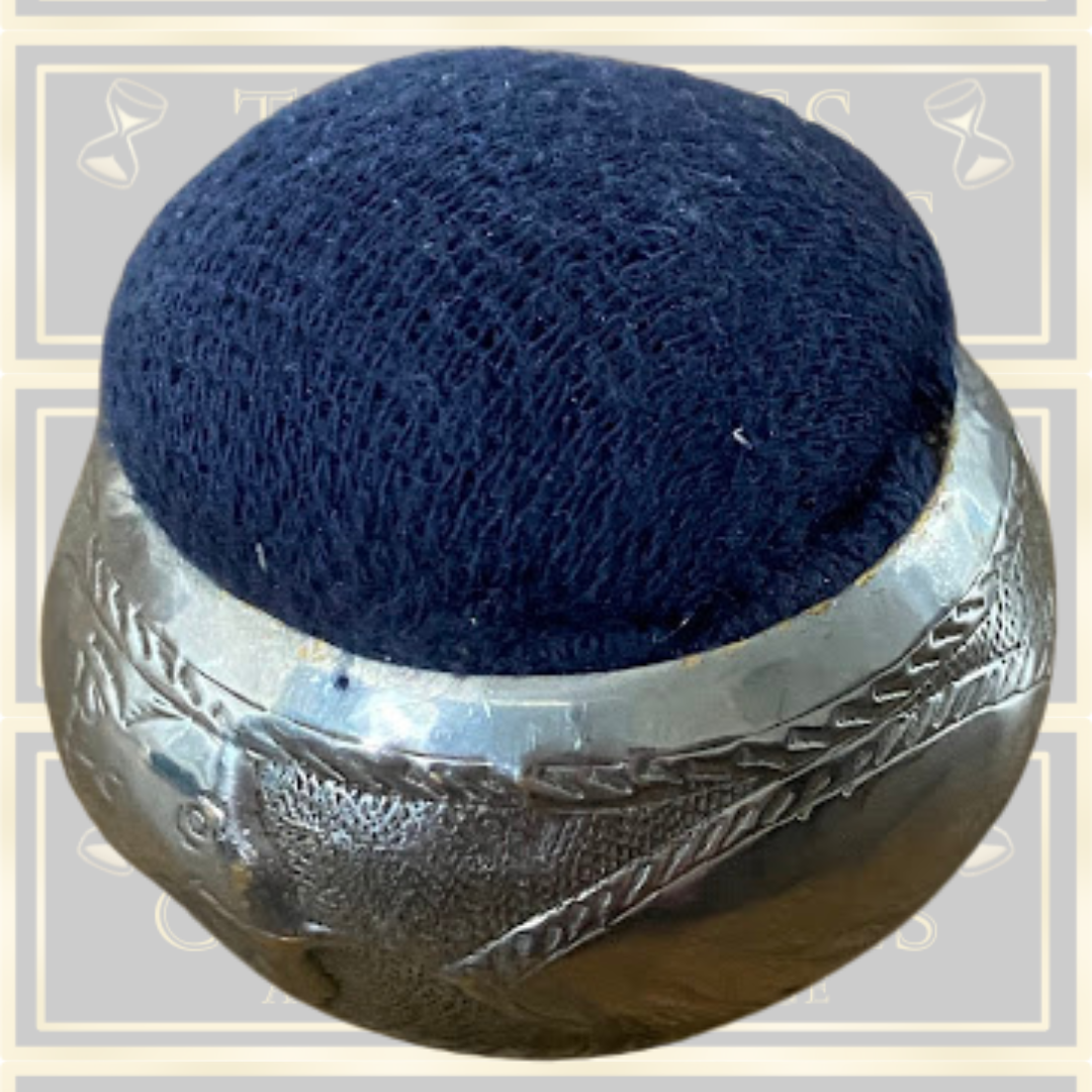 Burmese Silver Plated Elephant Pattern Pin Cushion