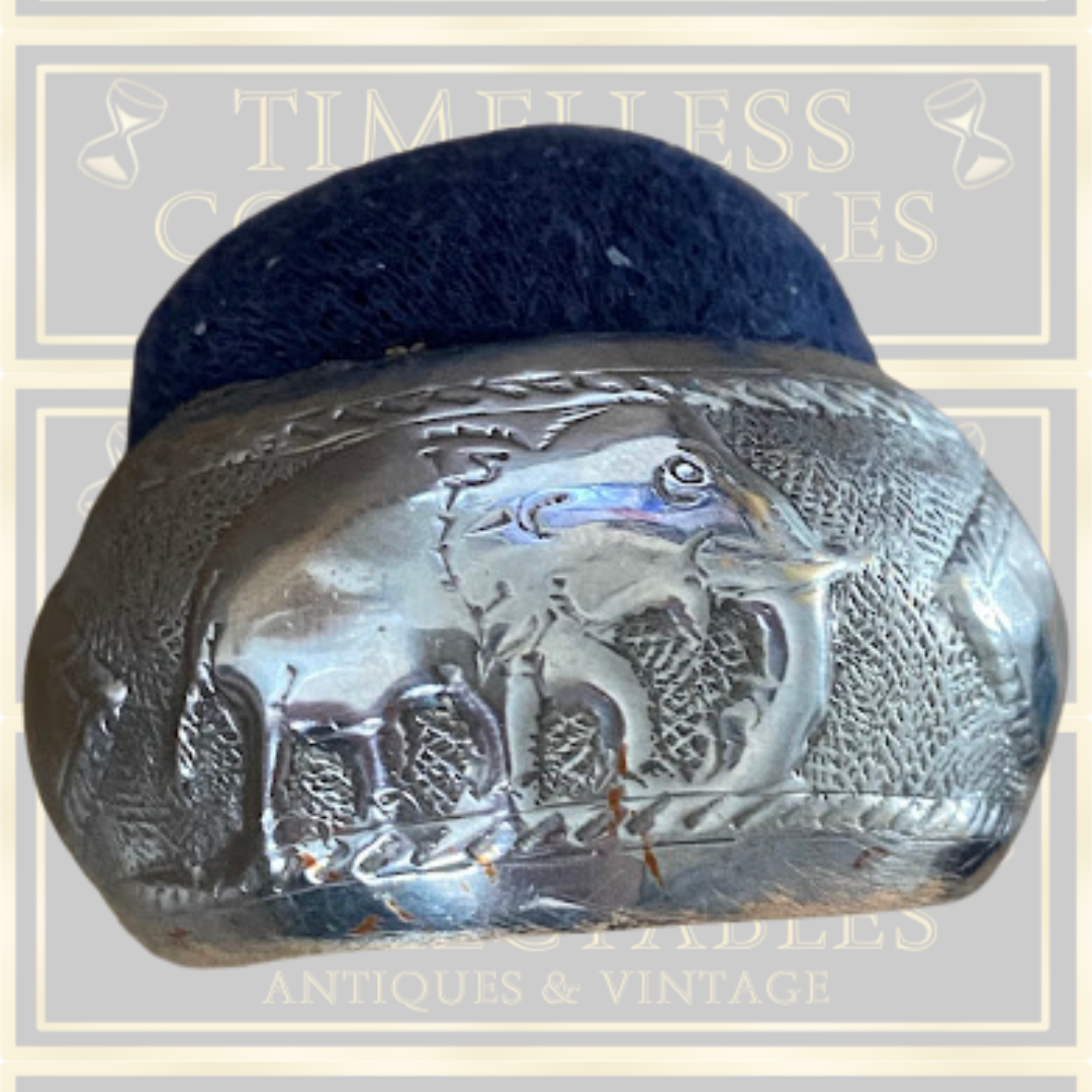 Burmese Silver Plated Elephant Pattern Pin Cushion