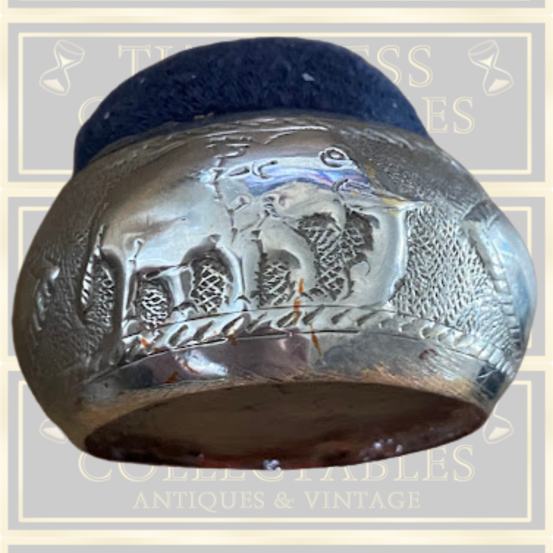 Burmese Silver Plated Elephant Pattern Pin Cushion