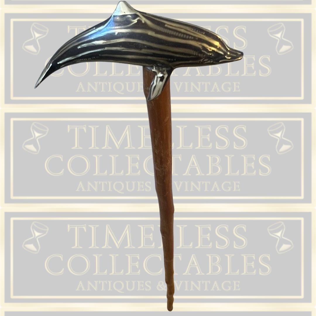 Vintage Walking Stick Dolphin Bronze Handle